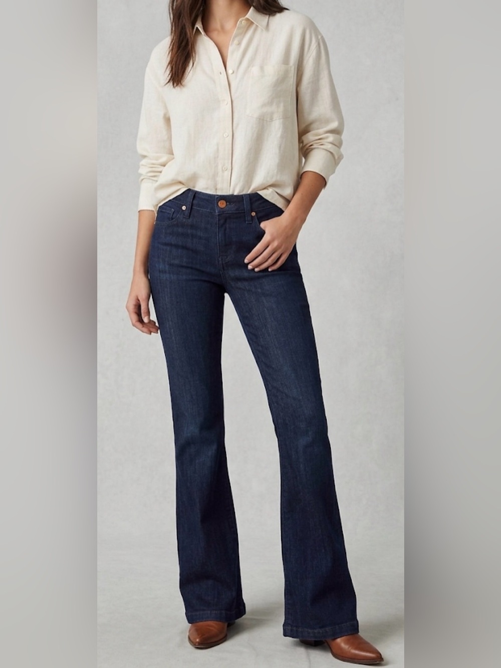 Pilcro and the Letterpress Flare Jeans in Dark Wash